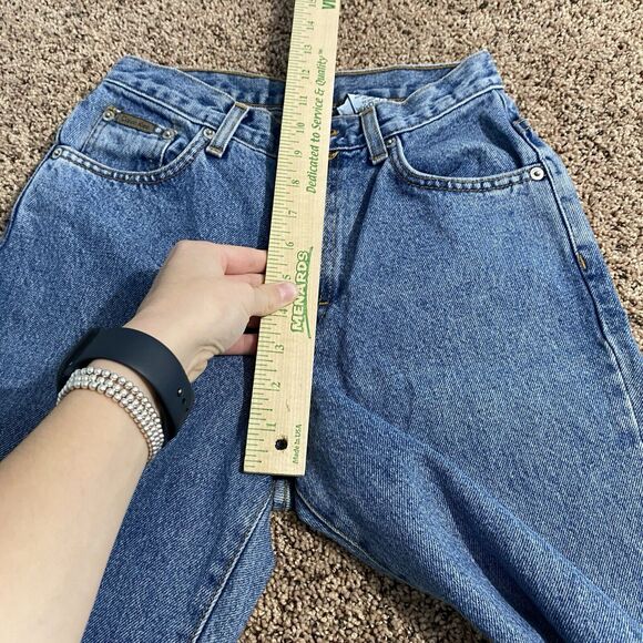 Calvin Klein Jeans Blue Denim 100% Cotton Jeans Embroidered Floral Made In USA 2 - Picture 9 of 10